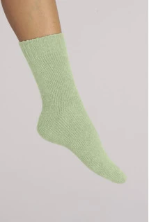 Cashmere Bed Socks in Sage Green Plain Knit