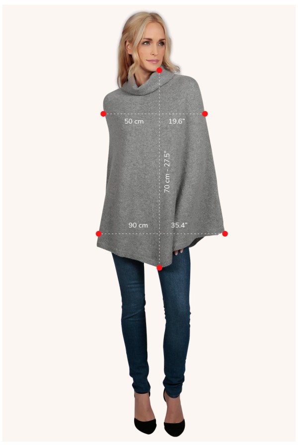 Black pure cashmere roll neck poncho cape