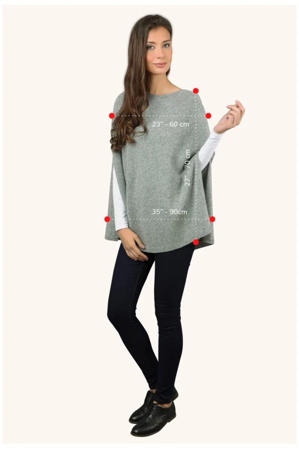 Pure Cashmere Poncho Cape, Plain Knitted in Bordeaux